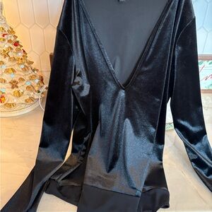 Express Black Velvet Bodysuit
